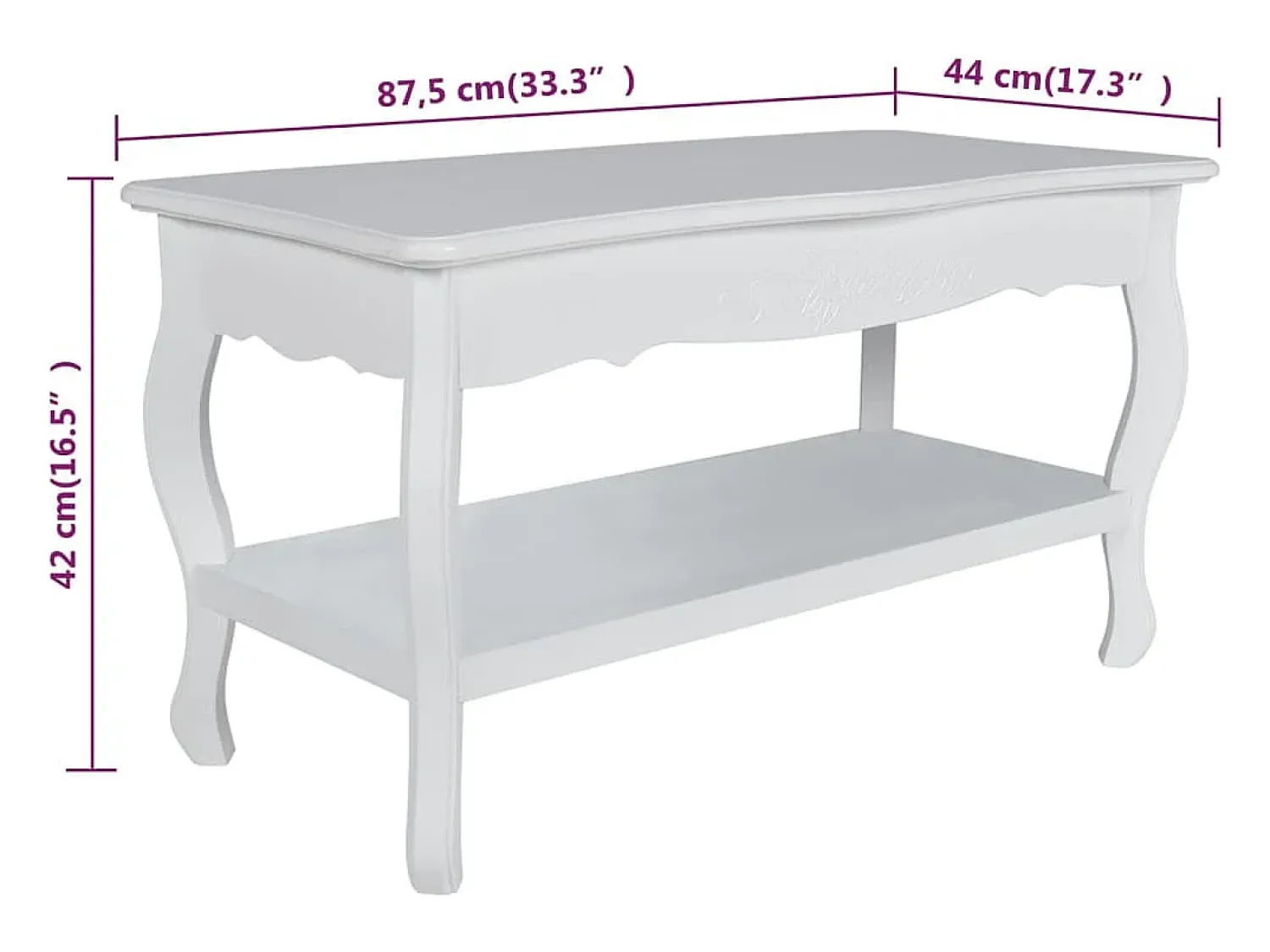 Mesa De Centro|vidaxl Mesa de centro com 2 prateleiras MDF Branco