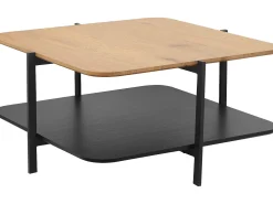 Clearance Loft24 Mesa de centro com 1 prateleira em metal branco Preto
