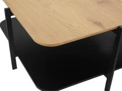 Clearance Loft24 Mesa de centro com 1 prateleira em metal branco Preto