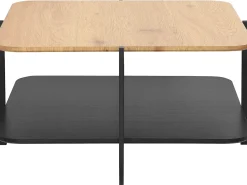Clearance Loft24 Mesa de centro com 1 prateleira em metal branco Preto