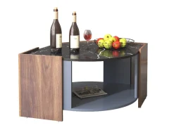 Merax Mesa de centro com 2 prateleiras, aglomerado, estilo moderno, preto e marrom, 96,5L x 63L x 40Acm^ Mesa De Centro