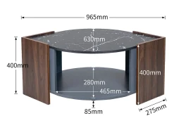 Merax Mesa de centro com 2 prateleiras, aglomerado, estilo moderno, preto e marrom, 96,5L x 63L x 40Acm^ Mesa De Centro