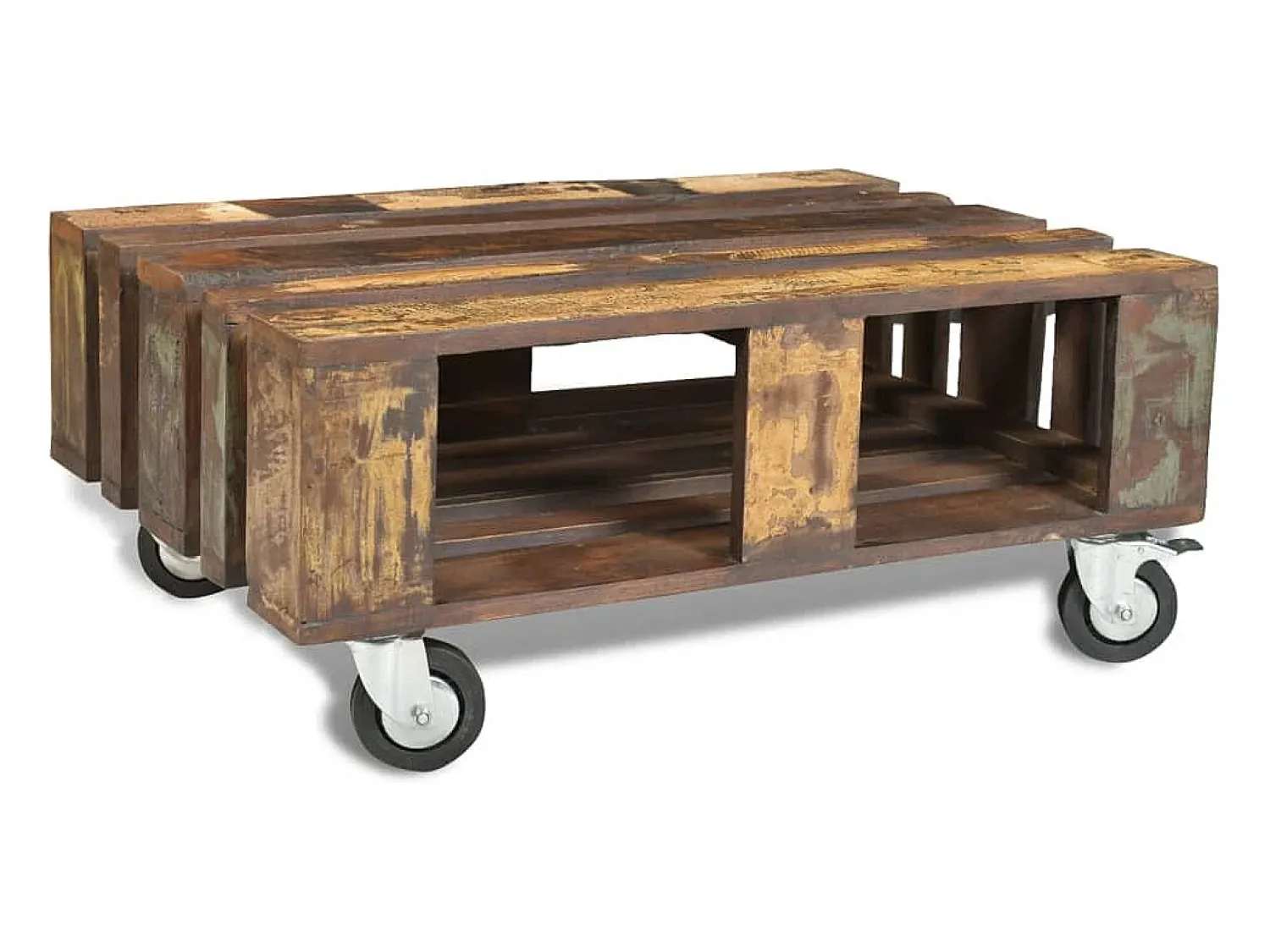 Online vidaxl Mesa de centro com 4 rodas em madeira reciclada Natural claro