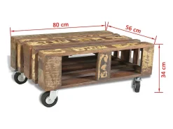 Online vidaxl Mesa de centro com 4 rodas em madeira reciclada Natural claro