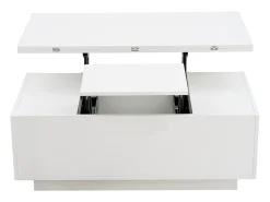 Mesa De Centro| Mesa de centro com 2 tampos eleváveis, mesa 3 em 1, 2 portas, para sala de estar, branca, 100 x 50 x 55 cm Branco