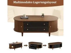Mesa De Centro|Merax Mesa de centro com acabamento em nogueira - 100 x 50 x 36 cm - com 2 gavetas + porta de enrolar - aglomerado - marrom Castanho