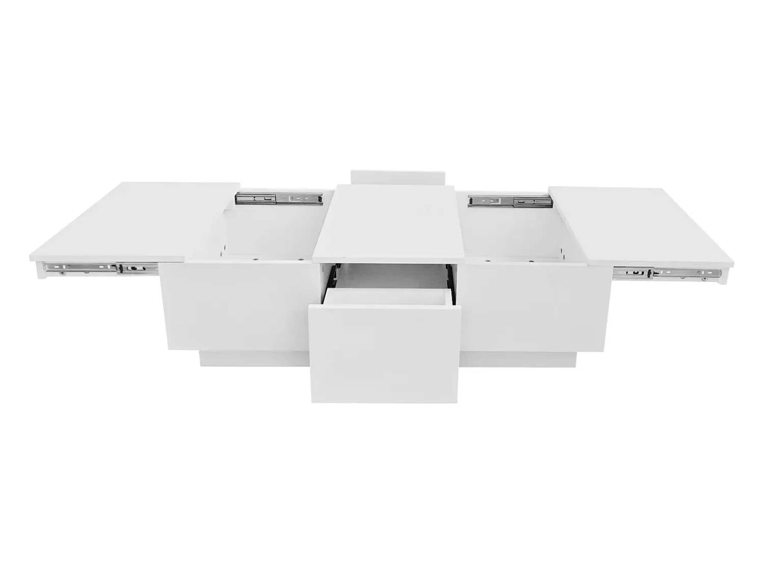 Online Mesa de centro com acabamento brilhante, 2 gavetas de arrumação, mesa de centro moderna e extensível, branca. Branco