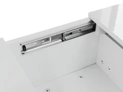 Online Mesa de centro com acabamento brilhante, 2 gavetas de arrumação, mesa de centro moderna e extensível, branca. Branco