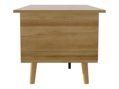 Mesa De Centro| Mesa de centro com altura ajustável - Compartimento de armazenamento oculto - Com tampo dobrável - Madeira Natural claro
