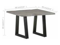 vidaxl Mesa de centro com arestas vivas 60x60x40 cm acácia maciça^ Mesa De Centro