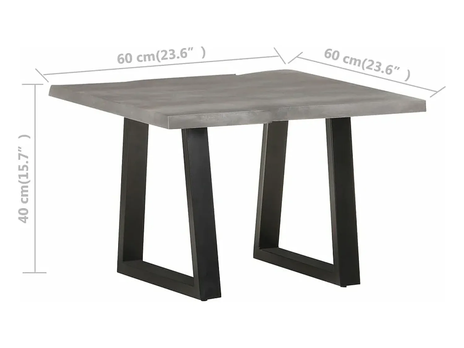 vidaxl Mesa de centro com arestas vivas 60x60x40 cm acácia maciça^ Mesa De Centro
