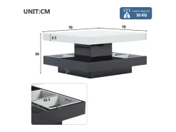 ModernLuxe Mesa de centro com arrumação 70x70x36 cm - tampo brilhante giratório 360° - Branco e Preto^ Mesa De Centro