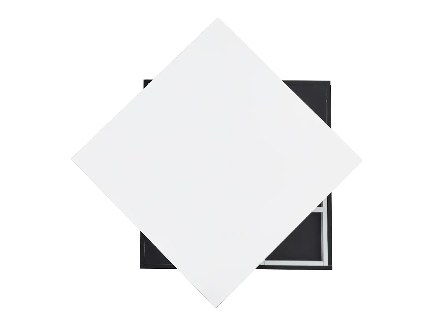ModernLuxe Mesa de centro com arrumação 70x70x36 cm - tampo brilhante giratório 360° - Branco e Preto^ Mesa De Centro