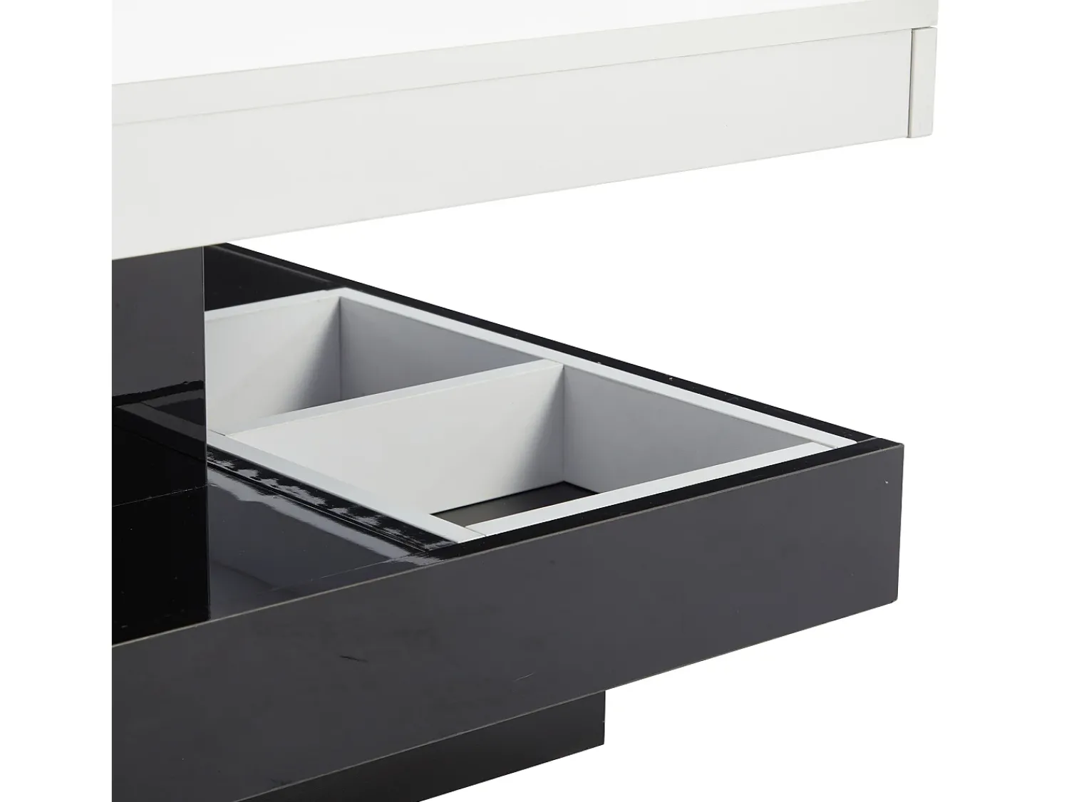 ModernLuxe Mesa de centro com arrumação 70x70x36 cm - tampo brilhante giratório 360° - Branco e Preto^ Mesa De Centro