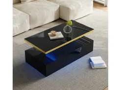 ModernLuxe Mesa de centro com arrumação com LED - aspeto brilhante -^ Mesa De Centro