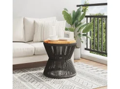 Sale Mesa de centro com base de arame Ø 45x44 cm acácia maciça PT838379 Preto