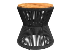 Sale Mesa de centro com base de arame Ø 45x44 cm acácia maciça PT838379 Preto