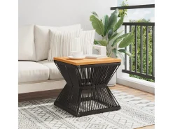 Mesa de centro com base de arame 38x38x38 cm acácia maciça PT873377 Castanho