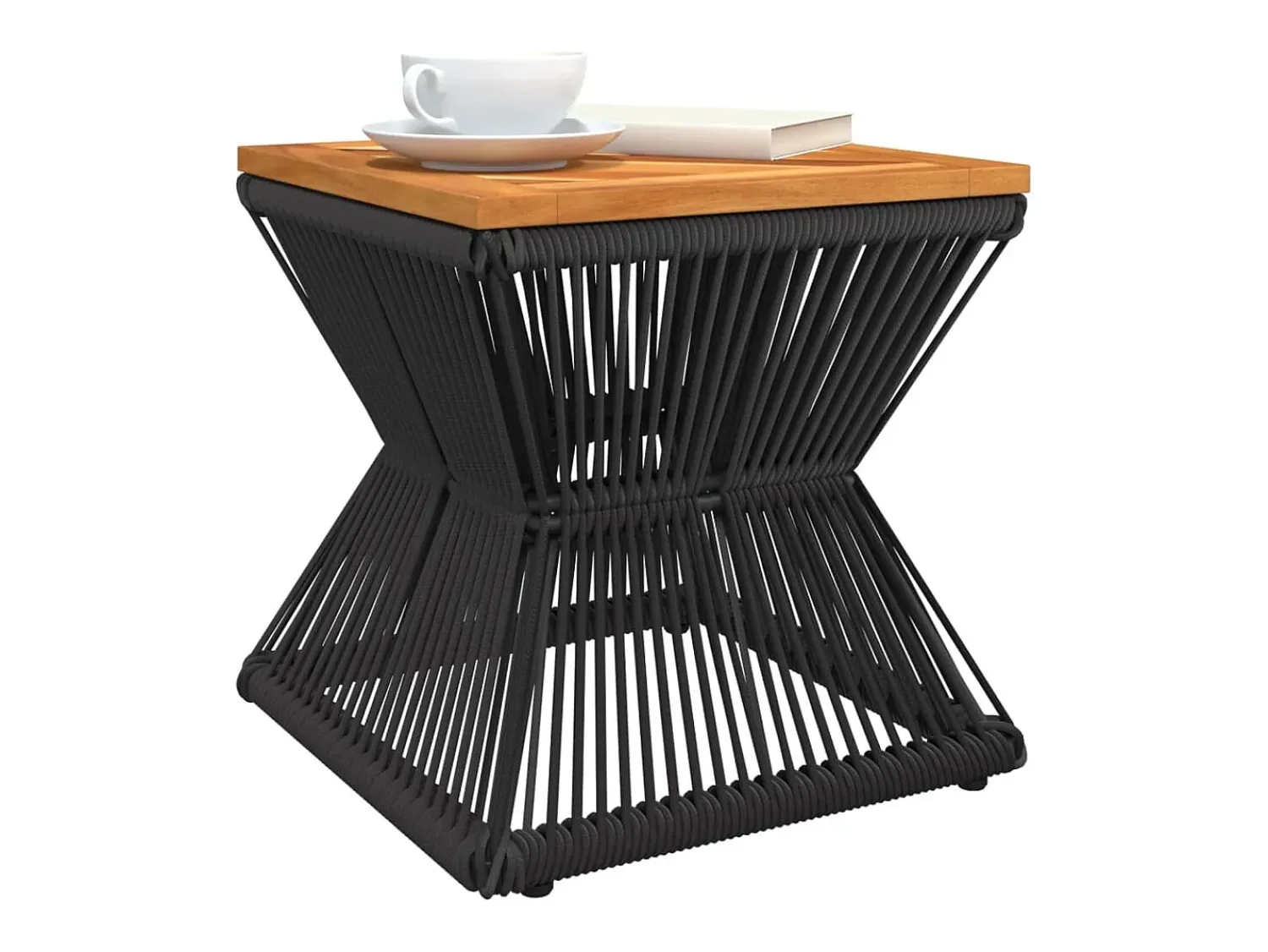 Mesa de centro com base de arame 38x38x38 cm acácia maciça PT873377 Castanho