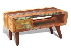 Sale vidaxl Mesa de centro com borda curva e 1 gaveta, madeira reciclada Natural claro