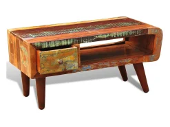 Sale vidaxl Mesa de centro com borda curva e 1 gaveta, madeira reciclada Natural claro