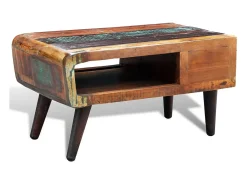 Sale vidaxl Mesa de centro com borda curva e 1 gaveta, madeira reciclada Natural claro