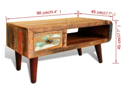 Sale vidaxl Mesa de centro com borda curva e 1 gaveta, madeira reciclada Natural claro