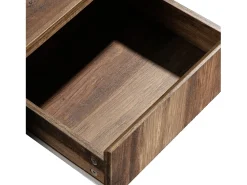 Mesa De Centro| Mesa de centro com compartimentos de armazenamento em ambos os lados, mesa de sofá para sala de estar, madeira + cinza escuro Natural escuro