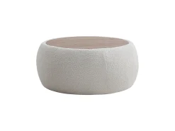 Outlet Vente-unique Mesa de centro com compartimento de arrumação em tecido bouclé e MDF - - SORIELI Branco