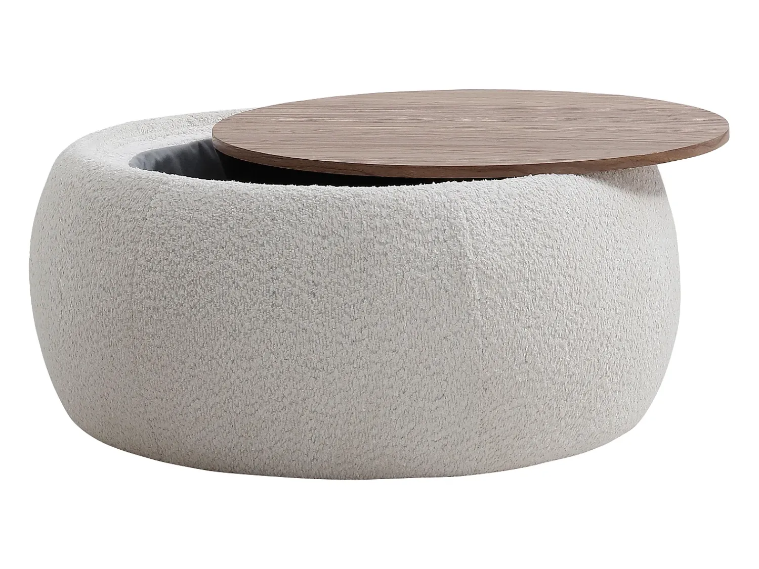 Outlet Vente-unique Mesa de centro com compartimento de arrumação em tecido bouclé e MDF - - SORIELI Branco