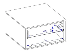 Meublorama Mesa de centro com design com 2 gavetas da coleção SYLVA e nichos de armazenamento. Cor carvalho e cinza.^ Mesa De Centro