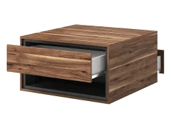 Meublorama Mesa de centro com design com 2 gavetas da coleção SYLVA e nichos de armazenamento. Cor carvalho e cinza.^ Mesa De Centro