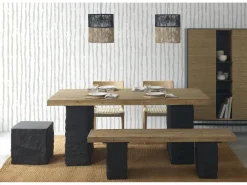 Mesa De Centro* Mesa de centro com efeito de madeira de abeto e base de poliresina mgo Castanho