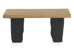 Mesa De Centro* Mesa de centro com efeito de madeira de abeto e base de poliresina mgo Castanho