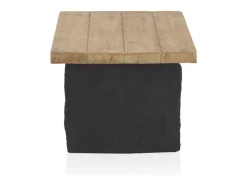 Mesa De Centro* Mesa de centro com efeito de madeira de abeto e base de poliresina mgo Castanho