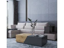 Mesa De Centro*Habitat et jardin Mesa de centro com espaço de armazenamento "Ceelias" - Armazenamento prático e design geométrico - Cinza/Marrom Cinzento
