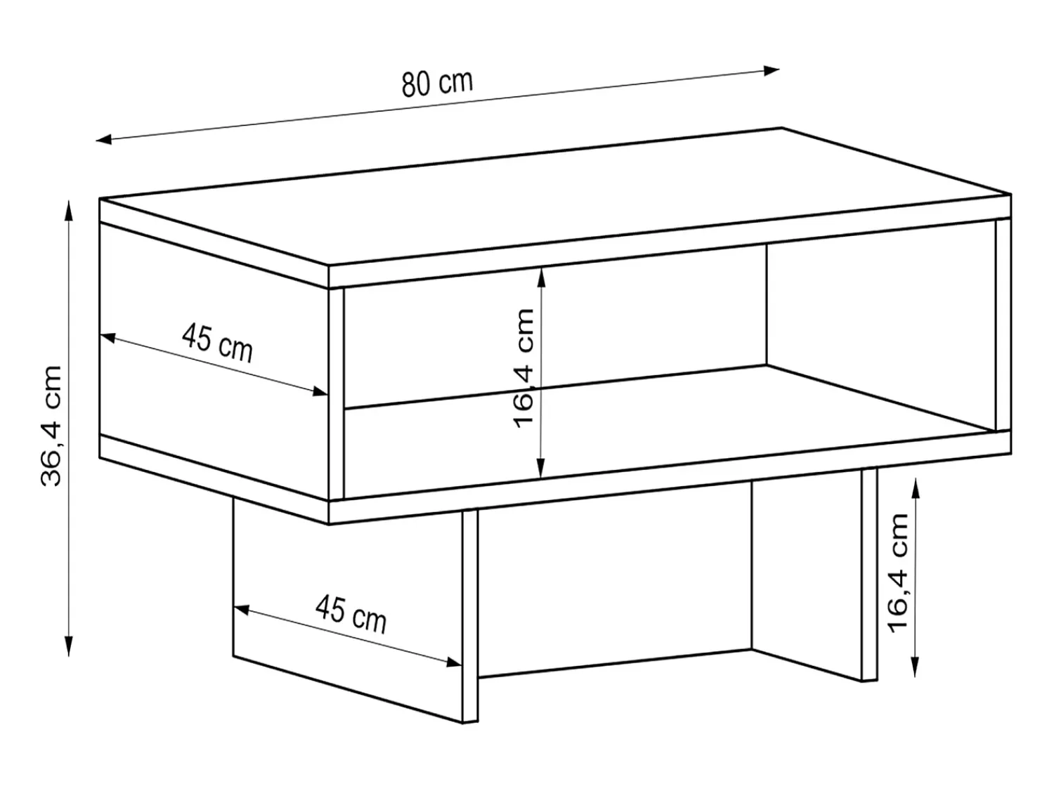 Helloshop26 Mesa de centro com espaço de armazenamento 37 x 80 x 45 cm branca 03_0008469^ Mesa De Centro