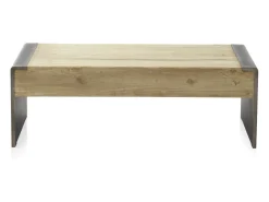 Mesa de centro com folheado de abeto e lados lacados a cor de metal^ Mesa De Centro