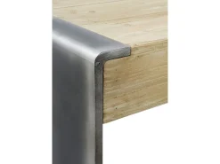 Mesa de centro com folheado de abeto e lados lacados a cor de metal^ Mesa De Centro