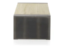 Mesa de centro com folheado de abeto e lados lacados a cor de metal^ Mesa De Centro