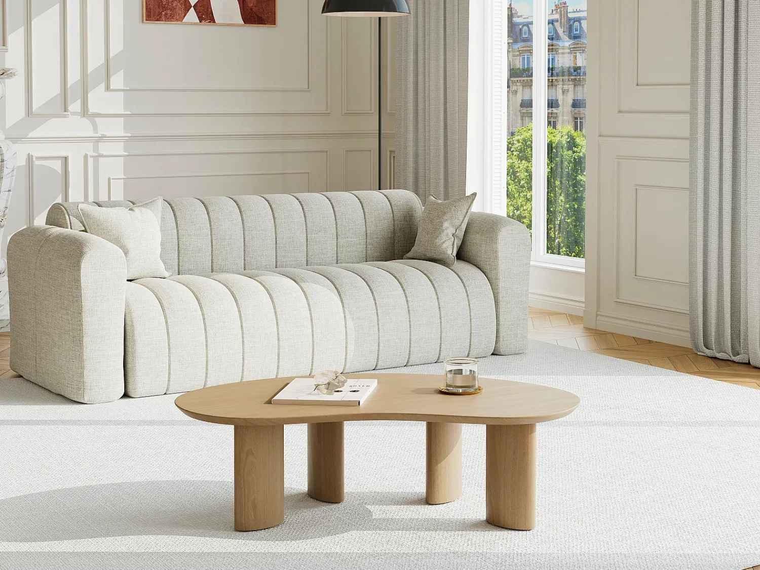 Mesa De Centro|Vente-unique Mesa de centro com folheado de freixo - - CALYNOR Natural claro