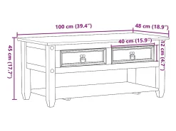 Sale vidaxl Mesa de centro com gavetas Corona 100x48x45 cm pinho maciço Natural claro