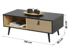 Mesa De Centro|Meublorama Mesa de centro com gaveta de estilo moderno e design, dimensões 100x50x40cm. Castanho