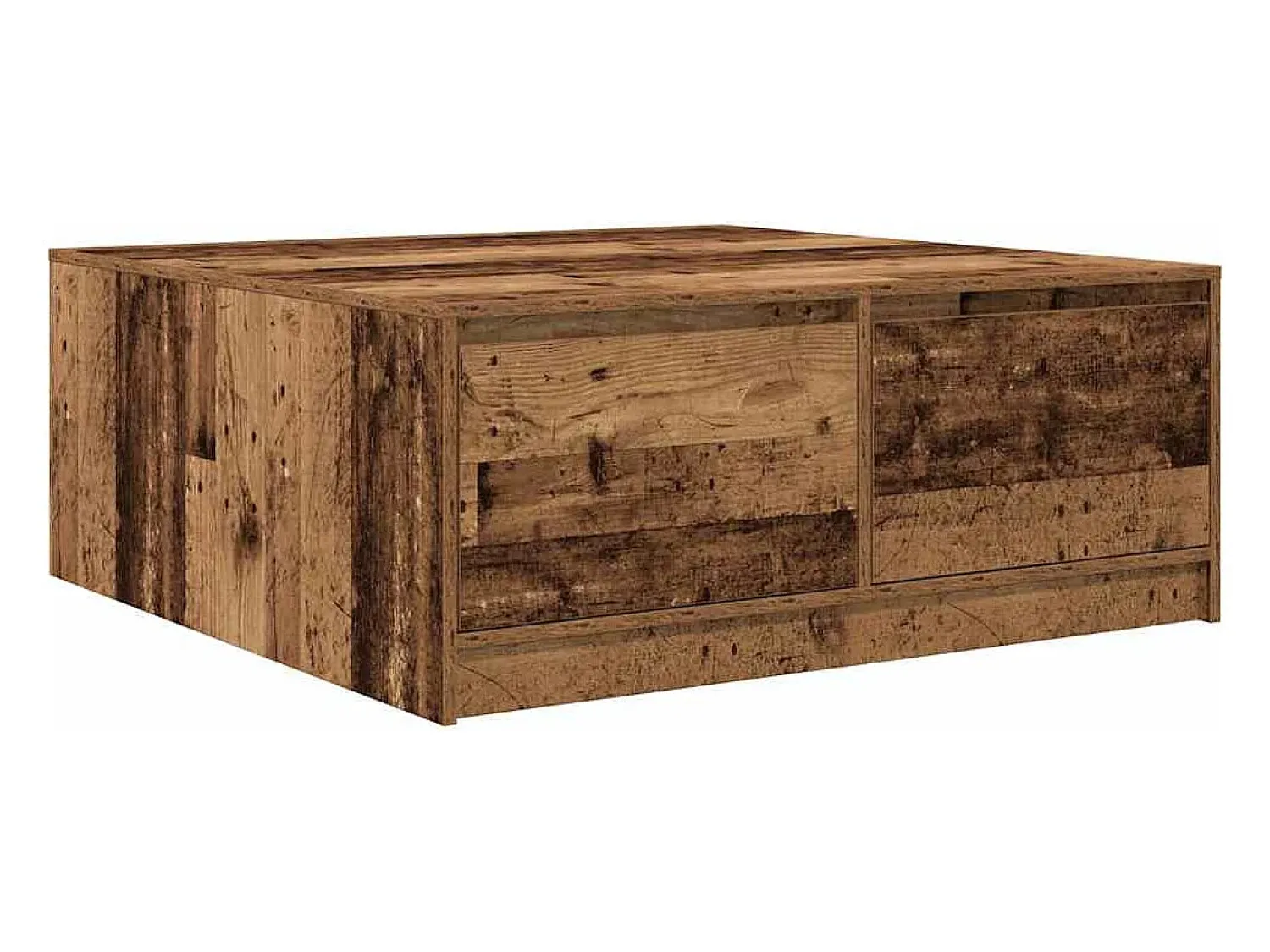 Outlet vidaxl Mesa de centro com gavetas 100x100x40 cm madeira velha Natural claro