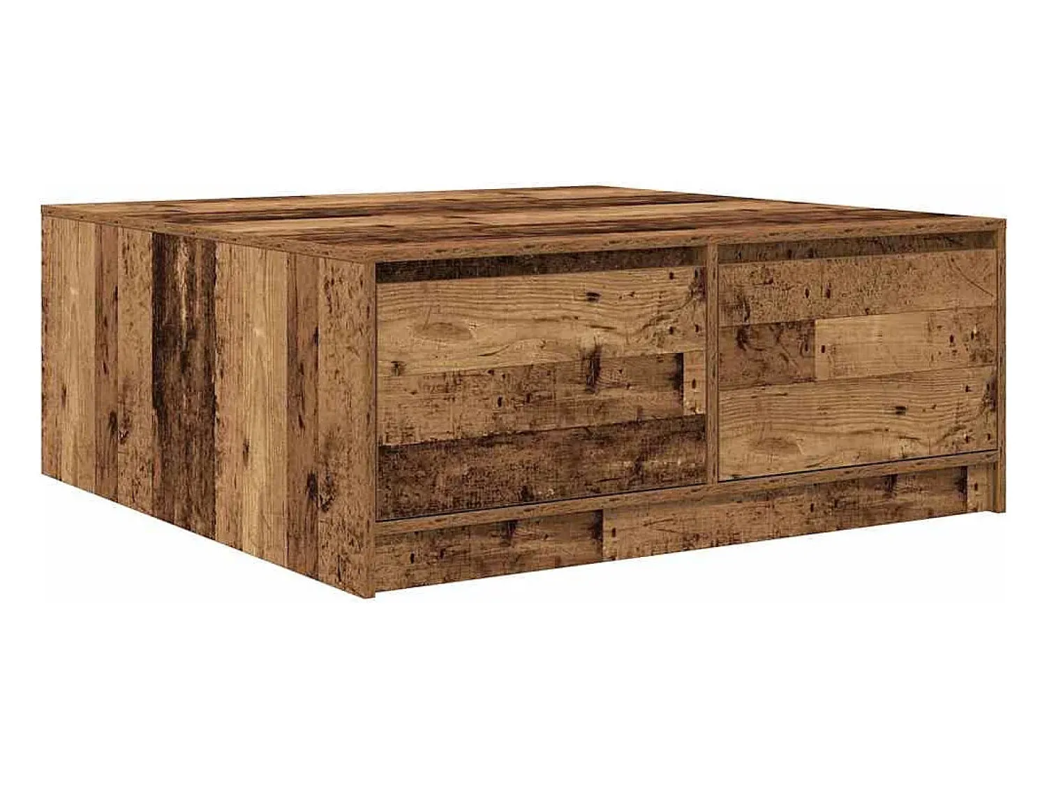 Outlet vidaxl Mesa de centro com gavetas 100x100x40 cm madeira velha Natural claro