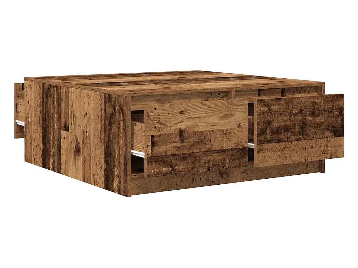 Outlet vidaxl Mesa de centro com gavetas 100x100x40 cm madeira velha Natural claro