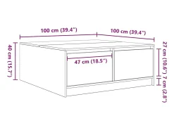 Outlet vidaxl Mesa de centro com gavetas 100x100x40 cm madeira velha Natural claro