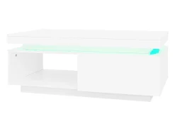 Mesa De Centro|Hauss Spole Mesa de centro com gavetas, 100x50 cm, iluminação LED com comando, superfície lacada a . Branco