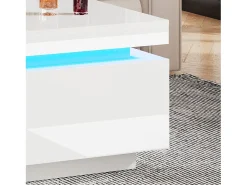 Mesa De Centro|Hauss Spole Mesa de centro com gavetas, 100x50 cm, iluminação LED com comando, superfície lacada a . Branco