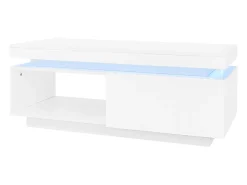 Mesa De Centro|Hauss Spole Mesa de centro com gavetas, 100x50 cm, iluminação LED com comando, superfície lacada a . Branco